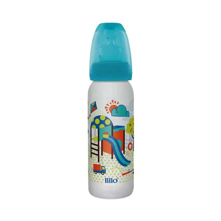 Lillo Mamadeira Azul Divertida Bico Silicone 240ml Tam.2