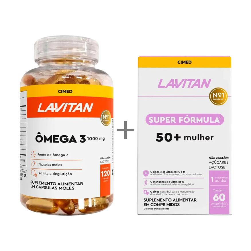 Lavitan Kit Polivitamínico Super Fórmula 50+ Mulher 60 comprimidos + Ômega 3 120 cápsulas
