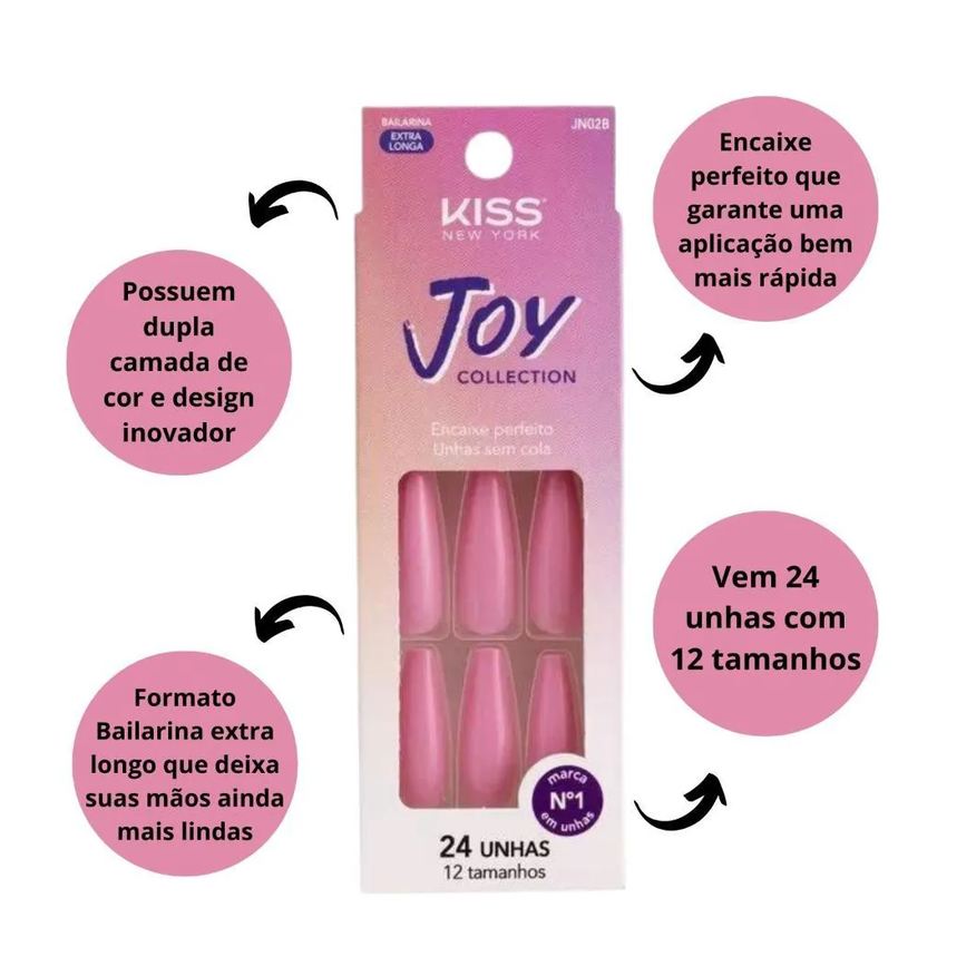 Postiças Unhas Kiss Ny Joy Collection Bailarina 24un Jn02b