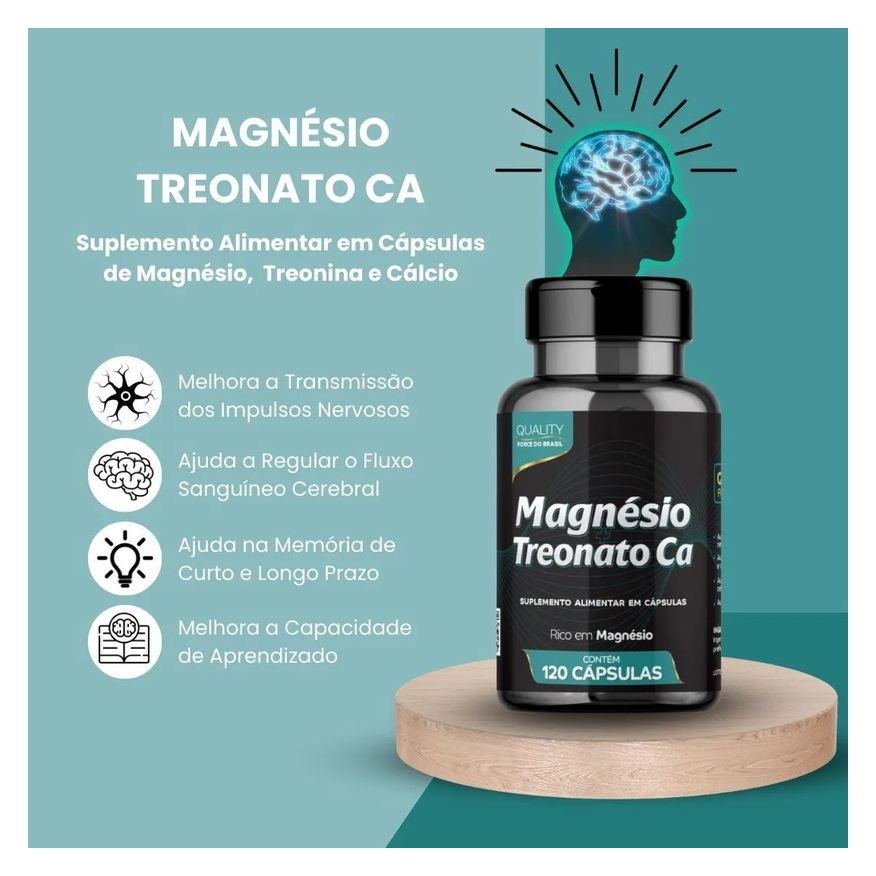 Force do Brasil Magnesio Treonato Ca 120 cápsulas - sem Sabor