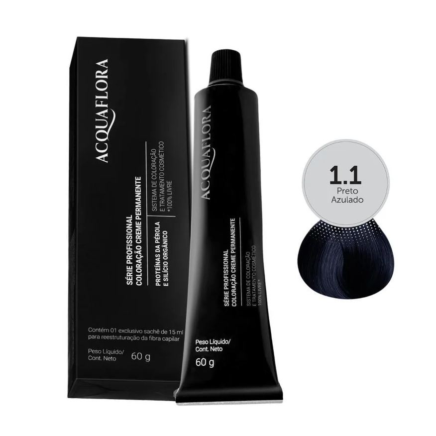 Acquaflora Coloração Creme Permanente 1.1 Preto Azulado 60g