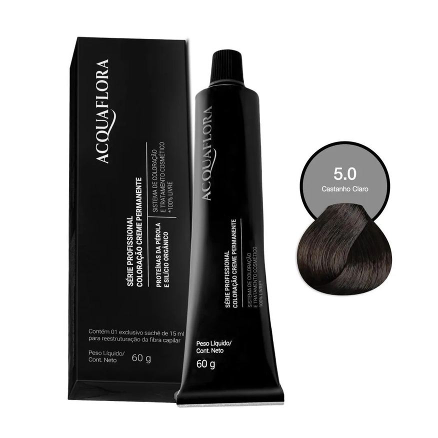 Acquaflora Coloração Creme Permanente 5.0 Castanho Claro 60g