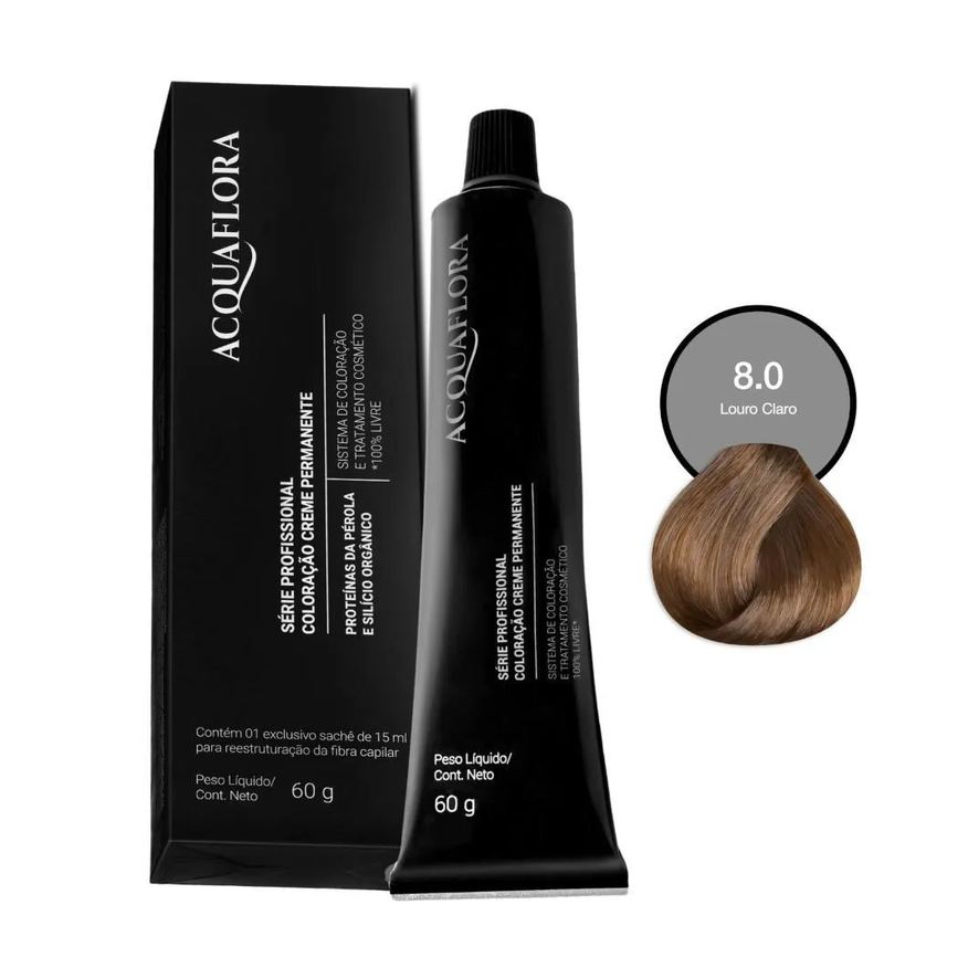 Acquaflora Coloração Creme Permanente 8.0 Louro Claro 60g