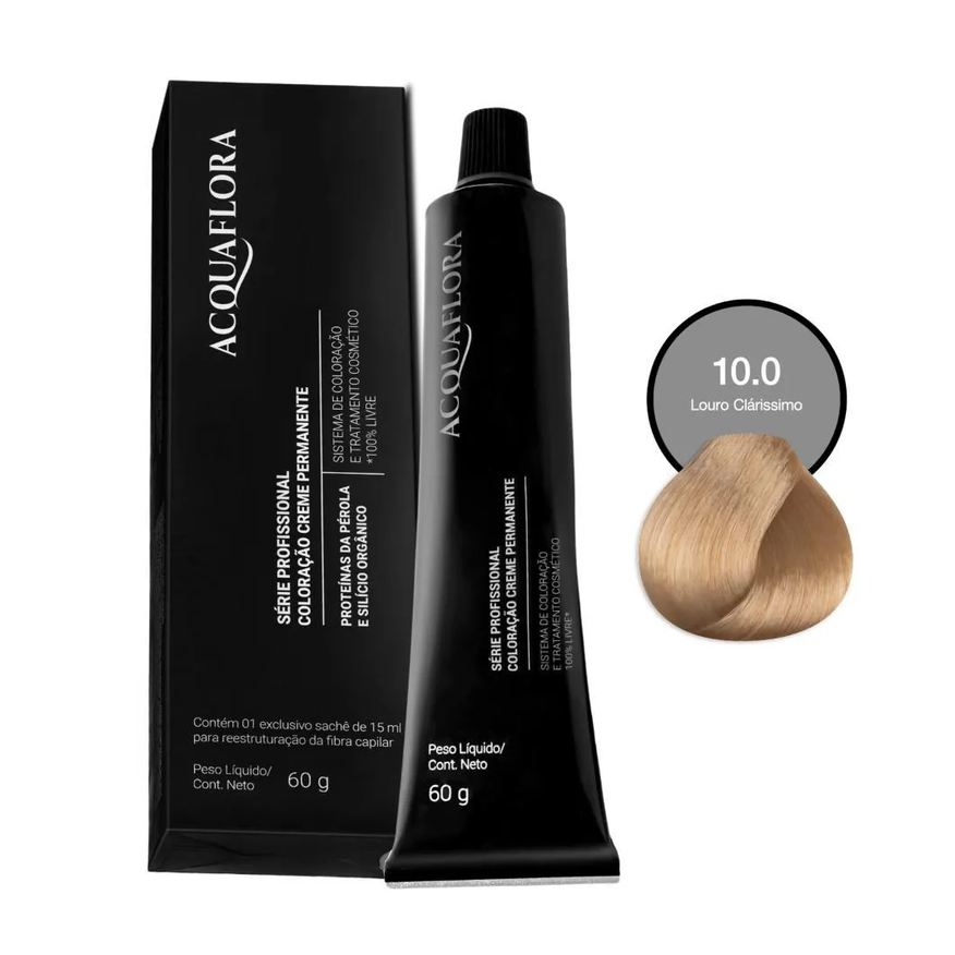 Acquaflora Coloração Creme Permanente 10.0 Louro Claríssimo 60g