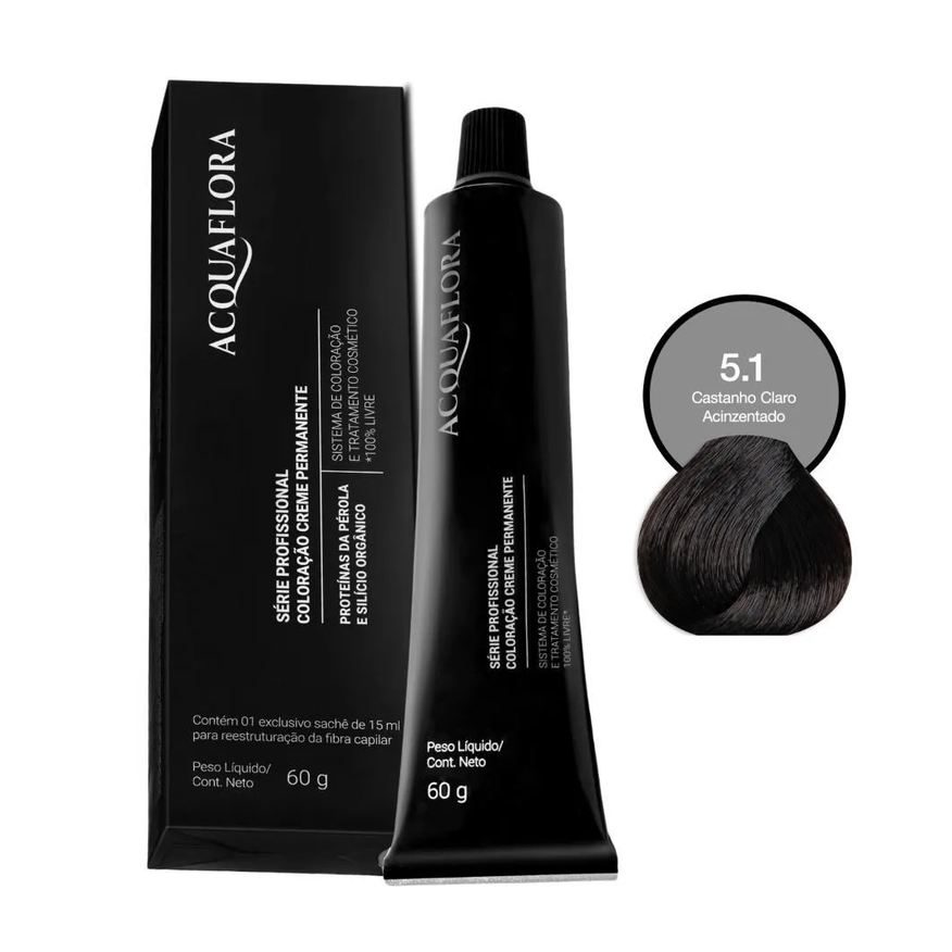 Acquaflora Coloração Creme Permanente 5.1 Castanho Claro Acizentado 60g
