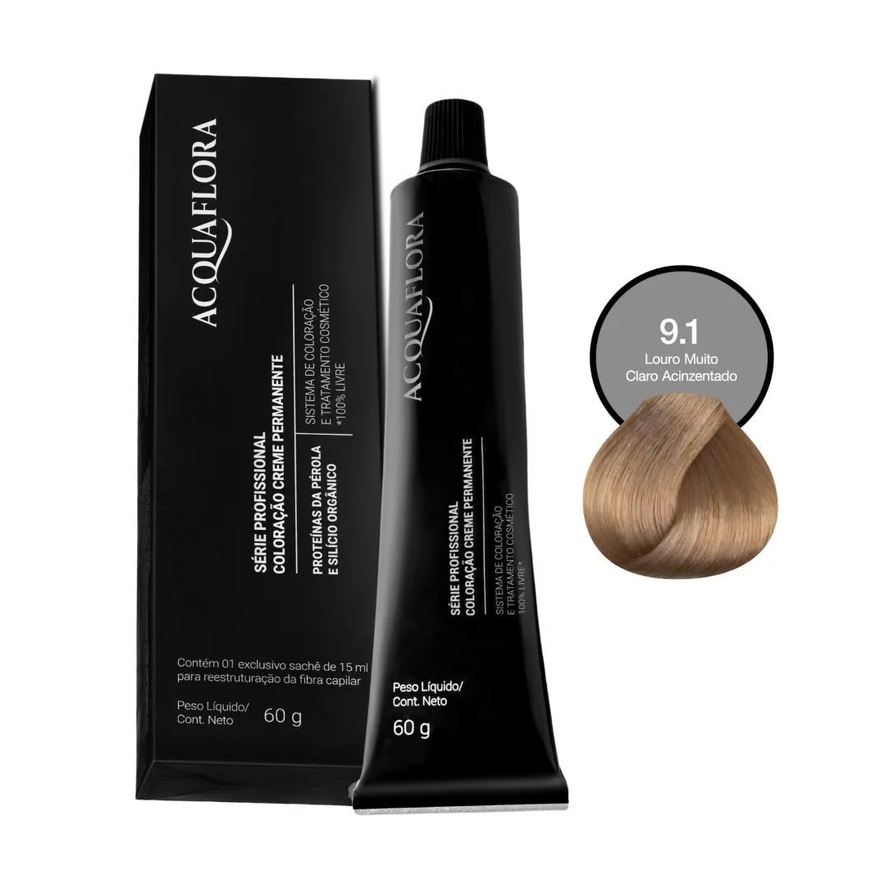 Acquaflora Coloração 9.1 Louro Muito Claro Acinzentado 60g