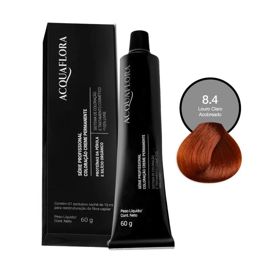 Acquaflora Coloração Creme 8.4 Louro Claro Acobreado 60g