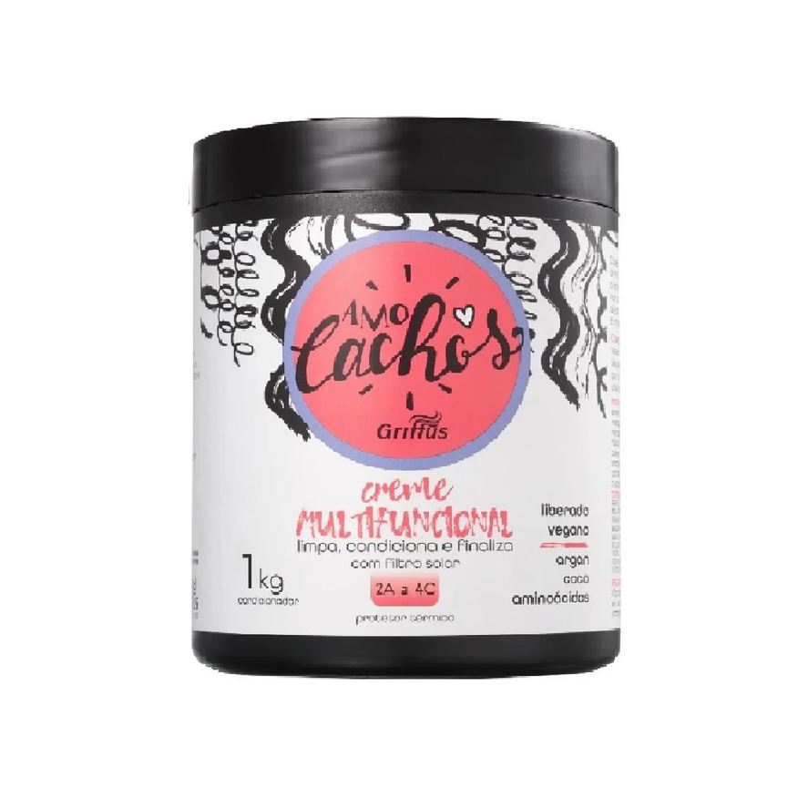 multifuncional Creme limpa, condiciona e finaliza 2a a 4c vegano amo cachos griffus 1kg