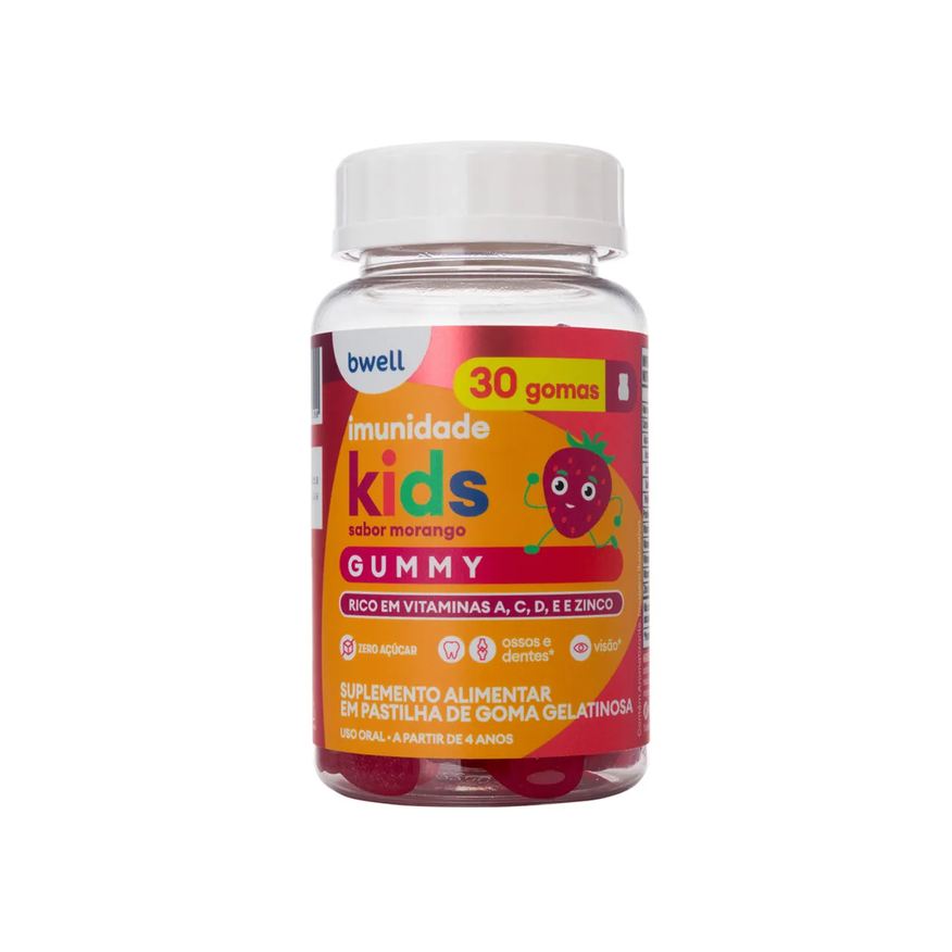 Bwell Polivitamínico Kids Imunidade Gummy Morango 30 gomas