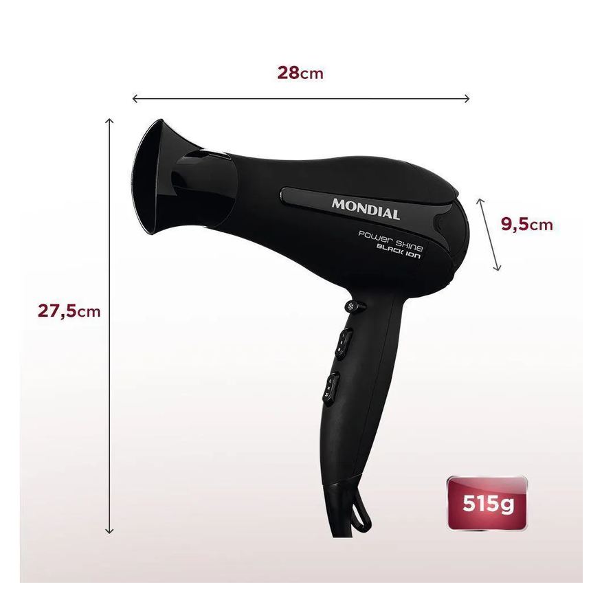 de Secador Cabelos Power Shine Black Sc-13 220v-preto
