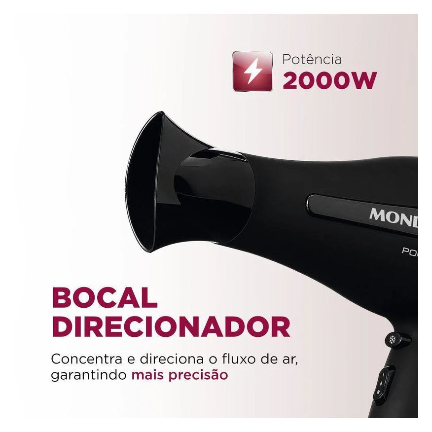 de Secador Cabelos Power Shine Black Sc-13 220v-preto