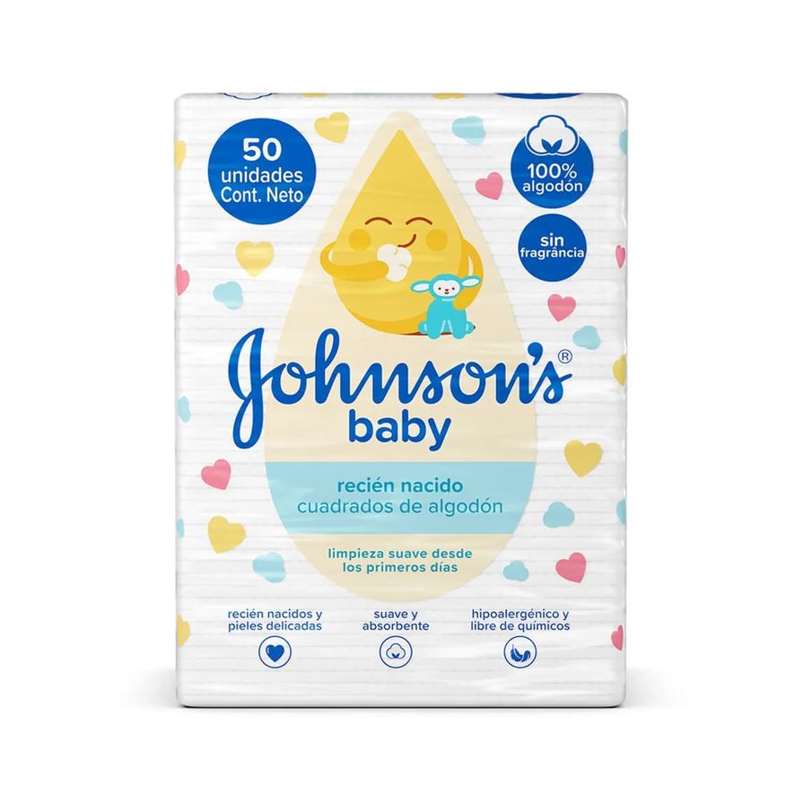 Johnson Algodao Quadrado ́s Baby Para Recem Nascidos Com 50 Unidades