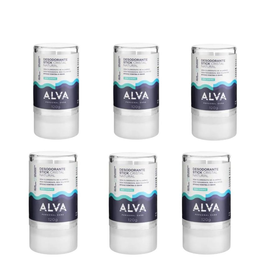 Alva Desodorante Natural Pedra Cristal Alemanha Kit (6 Unid) Meli sem Cheiro