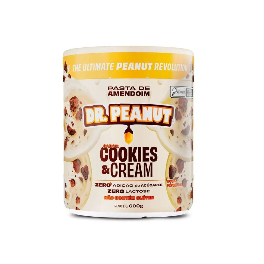 Amend Pasta de Amendoim Cookies & Cream com Whey Protein Dr. Peanut 600g