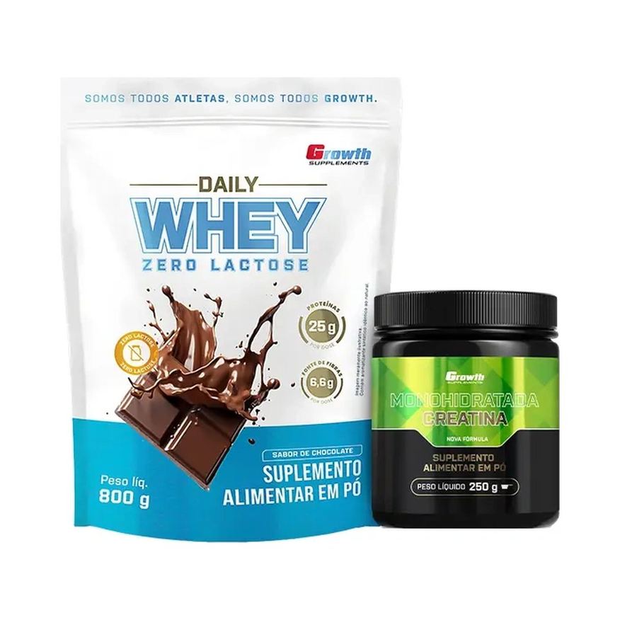 Daily Kit Whey Zero Lactose 800g e Creatina Monohidratada 250g