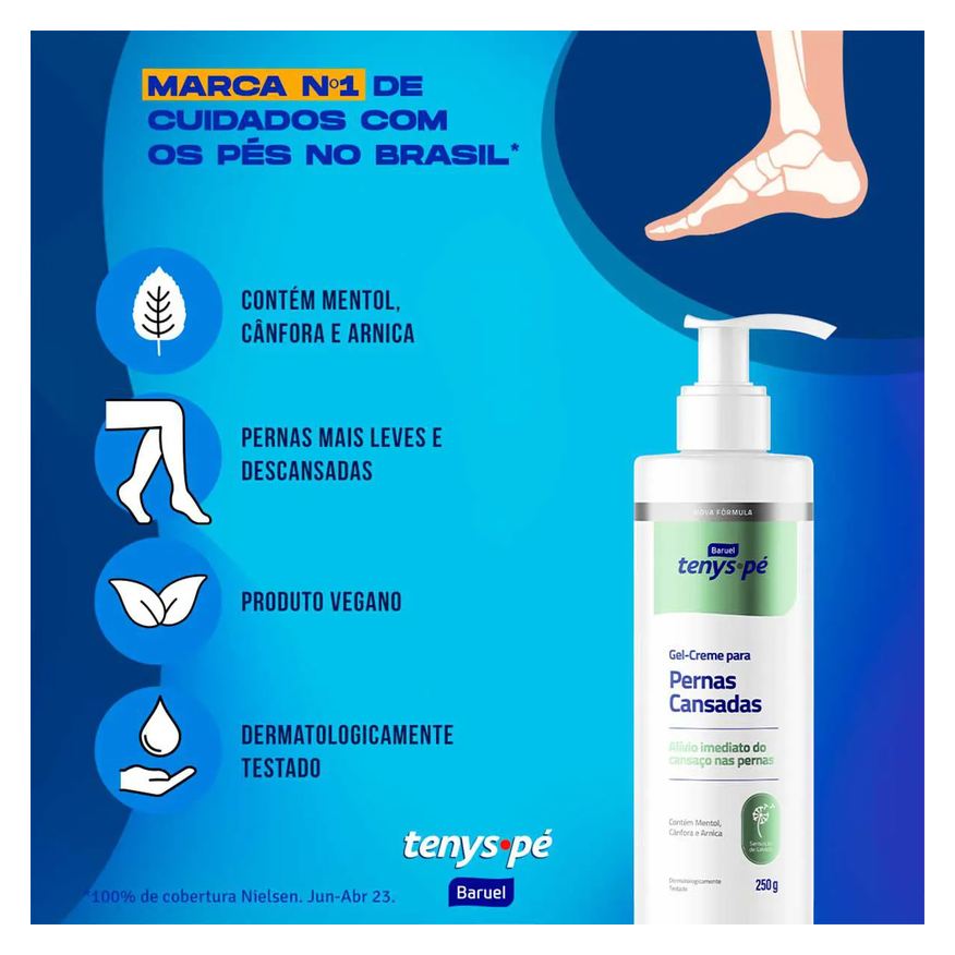 Enegizante Emulsão para Pernas Cansadas Tenys Pé Baruel com 250g