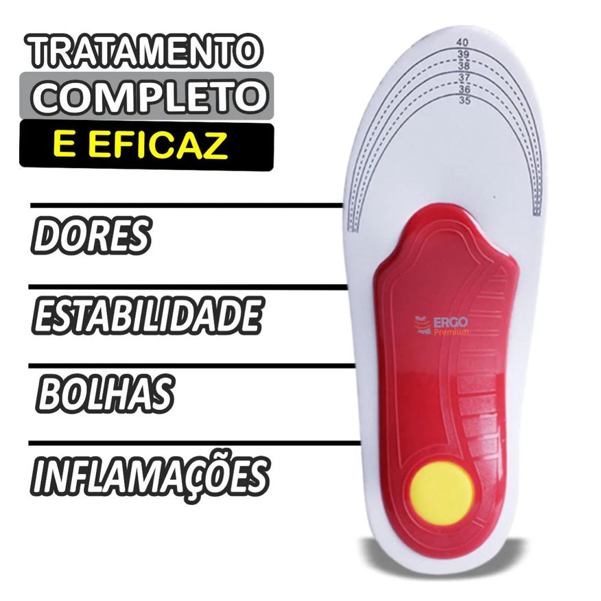 Ortopédica Palmilha Tratamento Pé Chato Fascite Plantar Esporão Original 1par 35a40