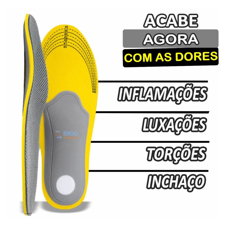 Ortopédica Palmilha Tratamento Pé Chato Fascite Plantar Esporão Original 1par 41a46