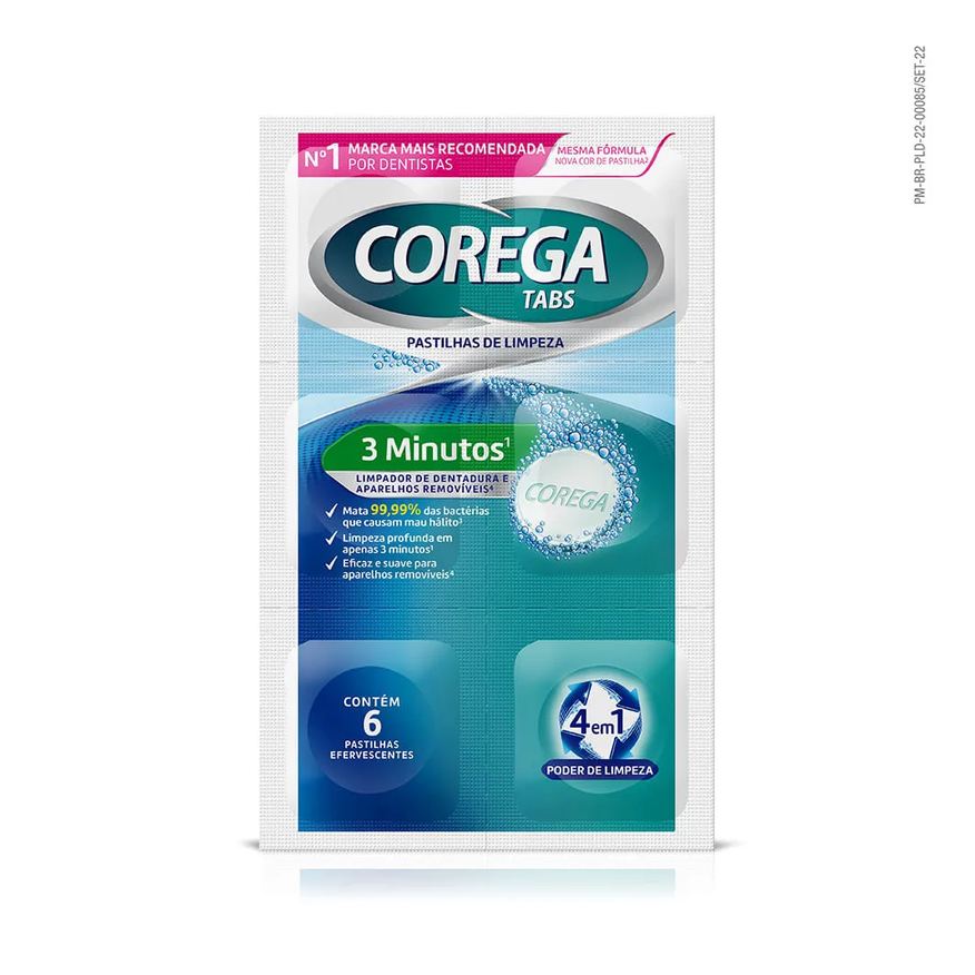 De Limpador Dentatura E Aparelhos Removíveis Corega Tabs Com 6 Pastilhas Efervescentes 3 Minutos