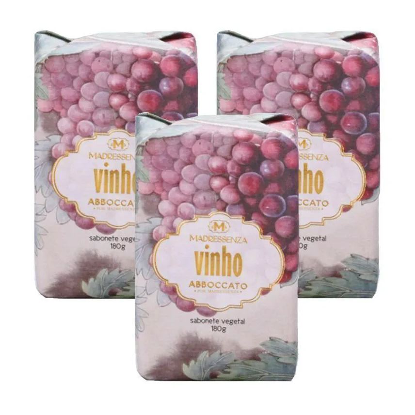 Madressenza Kit 3 Sabonetes em Barra Vinho 180g