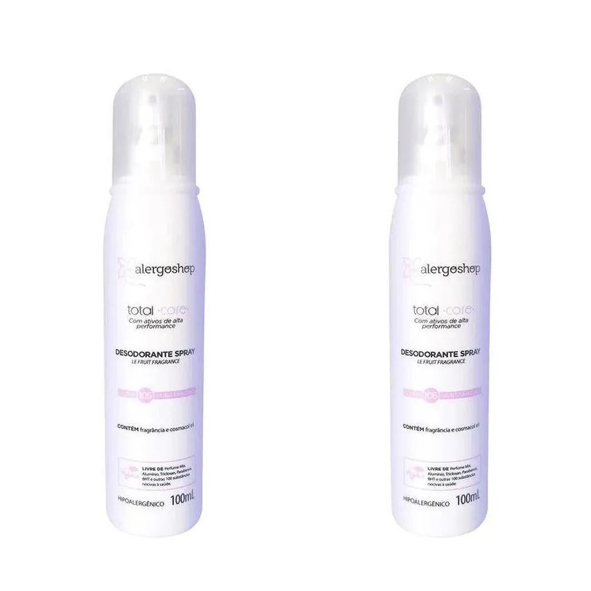 Alergoshop Kit Desodorante Sem Alumínio Spray Total Care Le Fruit Fragance Hipoalergênico Sem Álcool 80ml 2 unidades