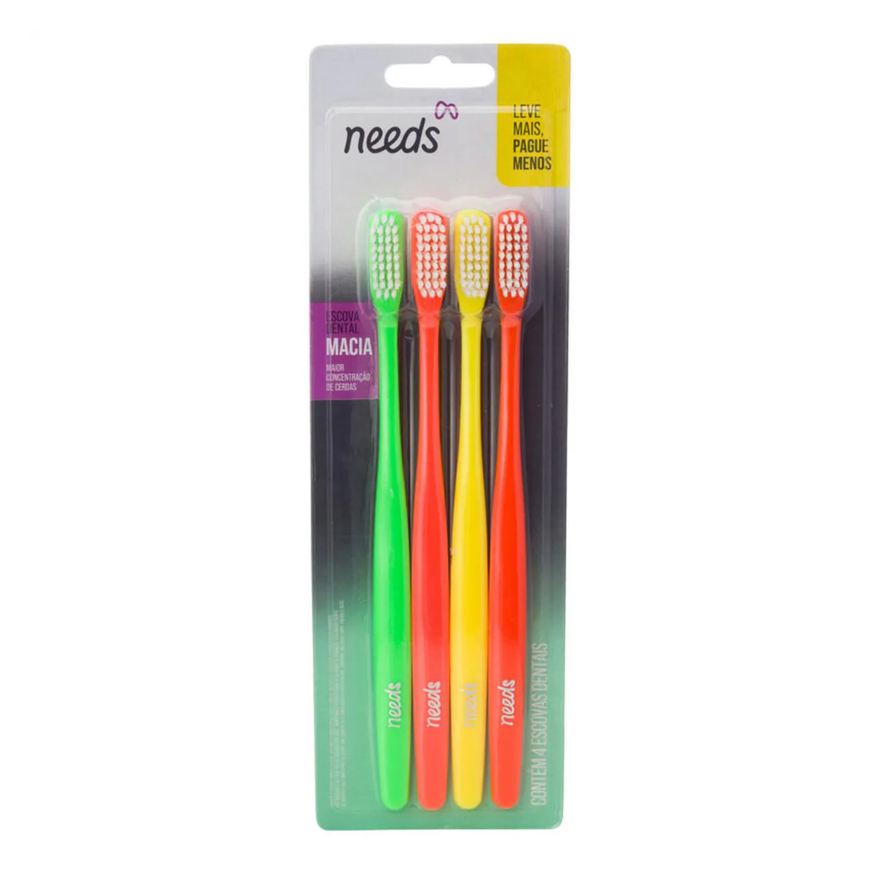 Needs Escova de Dente Macias 4 Unidades