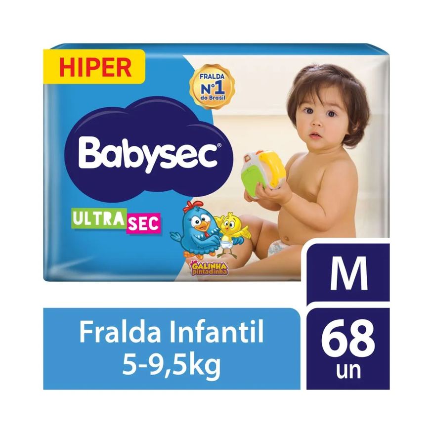 Babysec Fralda Ultrasec Galinha Pintadinha Hiper M 68 Unidades