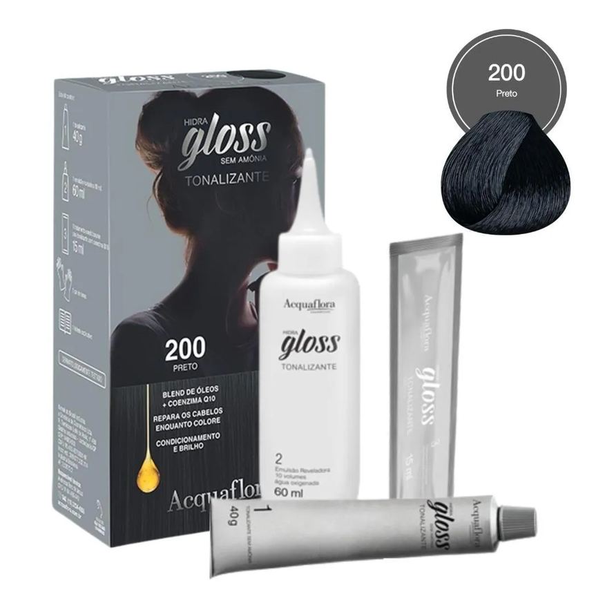 Acquaflora Tonalizante Hidra Gloss 200 Preto