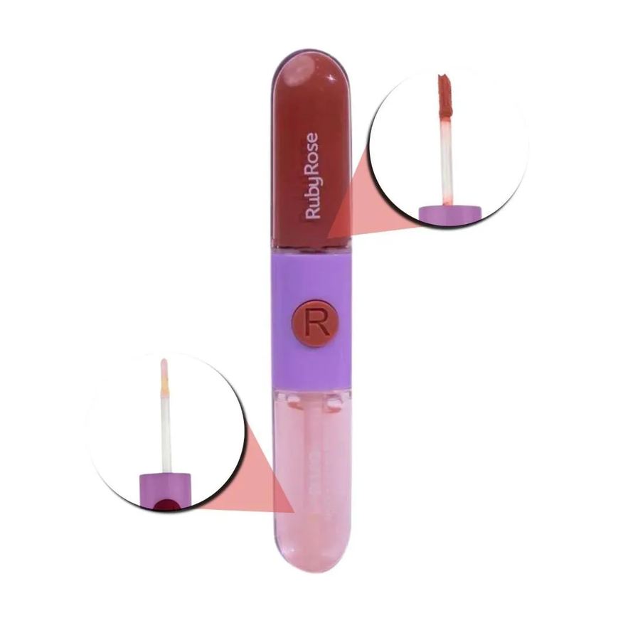 Ruby Rose Gloss + Batom Líquido Duo Ld02 9,6g
