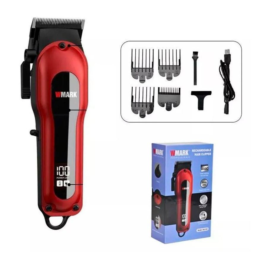 de Máquina Cortar Cabelo Wmark Ng-122 Vermelha Bivolt