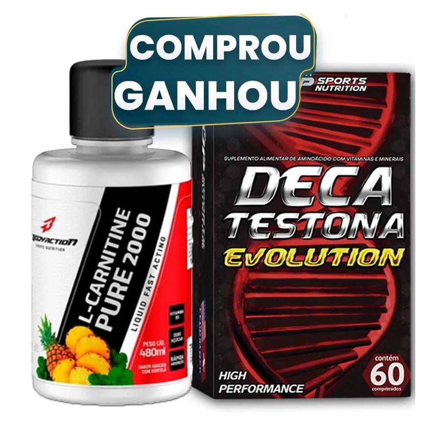 Body Action L-carnitina 2000 Liquida Pura 480ml + Deca Testona Evolution Abacaxi com Hortelã