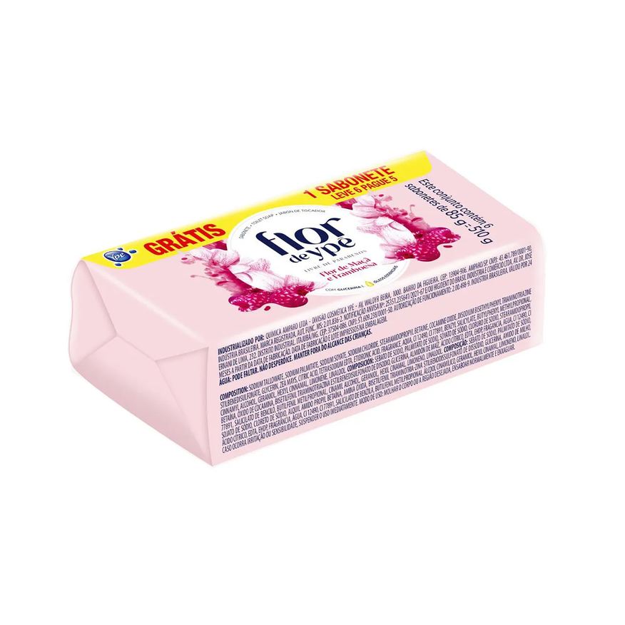 Ypê Kit Sabonete em Barra Flor de Flor de Maçã e Framboesa 6 unidades de 85g cada