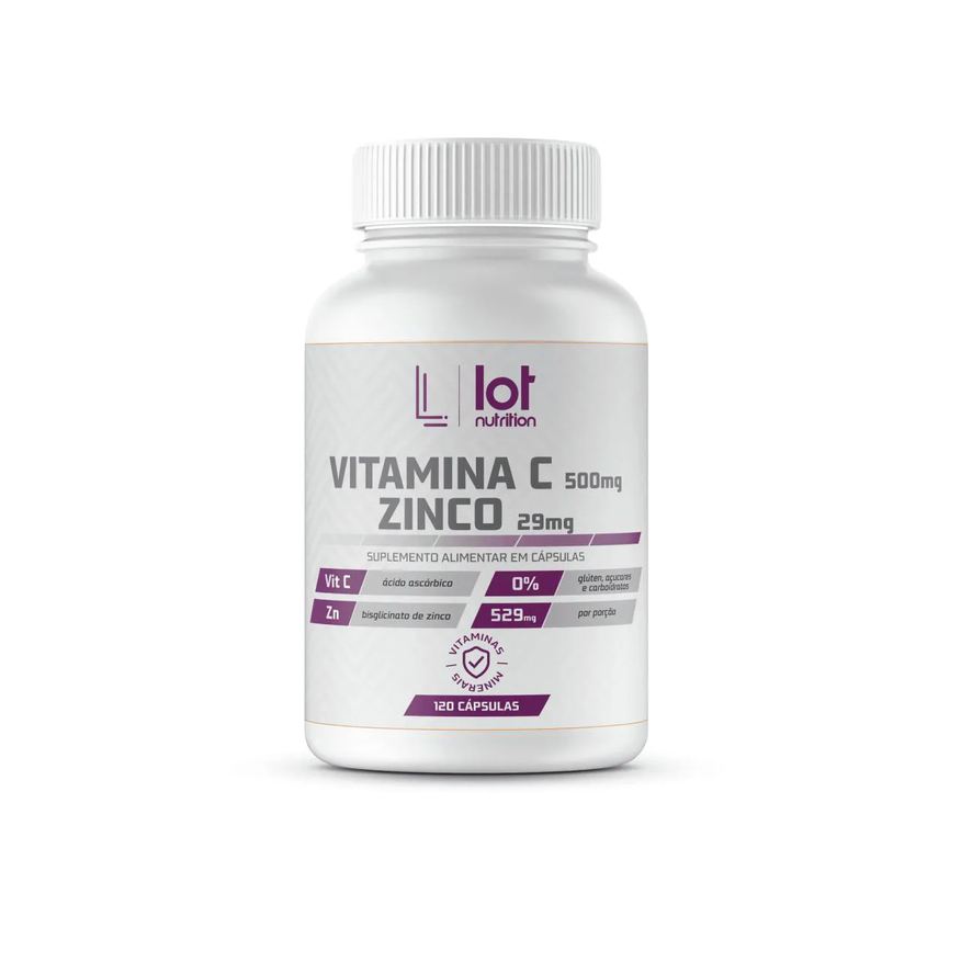 Lot Nutrition Vitamina C 500mg + Zinco 29mg 120 cápsulas