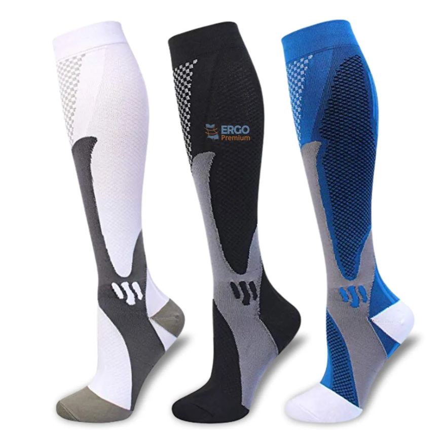 Ergo Premium Kit 3 Pares Meia de Compressão Elástica Anti Varizes Trombose Original 1par 41a46 Variados
