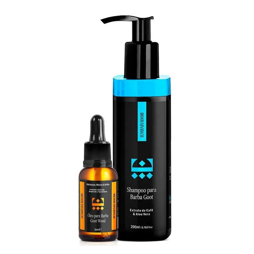 Óleo Kit para Barba Goot Wood + Shampoo Barba Goot Embaixador 200ml