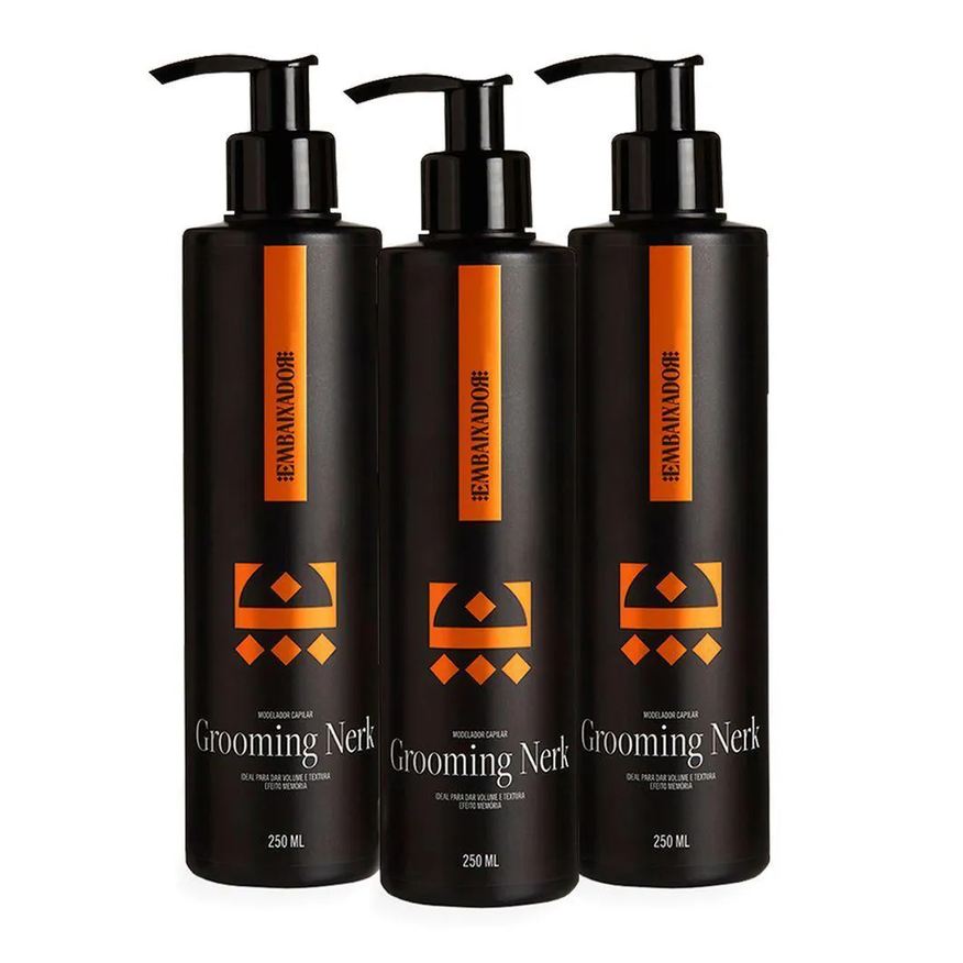 Kit 3 Grooming Modelador Capilar Nerk Embaixador 250ml