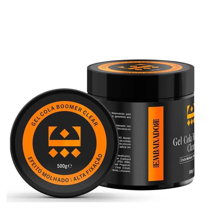 02 Kit Gel Cola Boomer Clear + 01 Gel Boomer Black Embaixador 500g