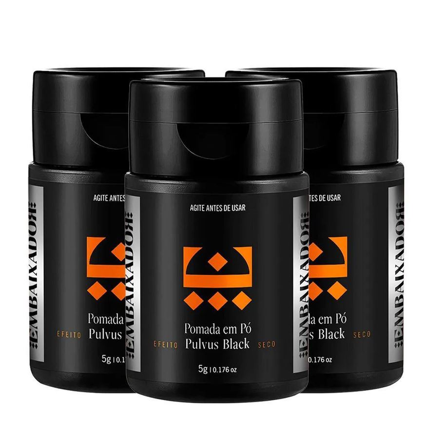 03 Kit Pomada em Pó Pulvus Black Embaixador 5g