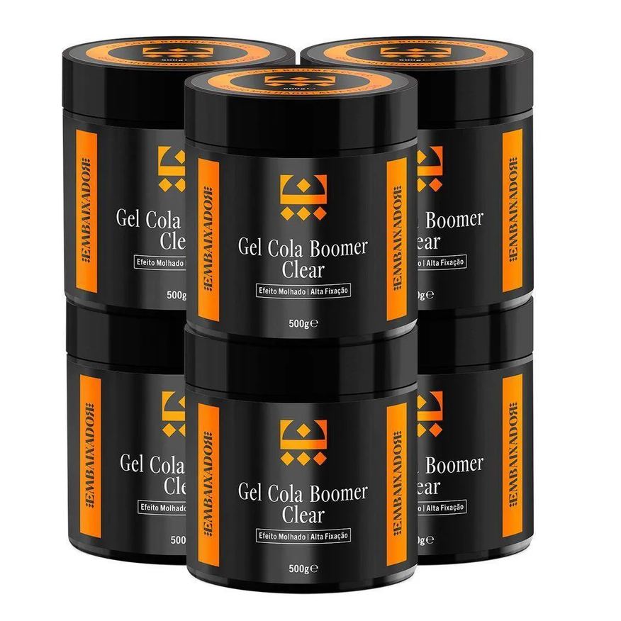 06 Kit Gel Cola Boomer Clear Embaixador 500g