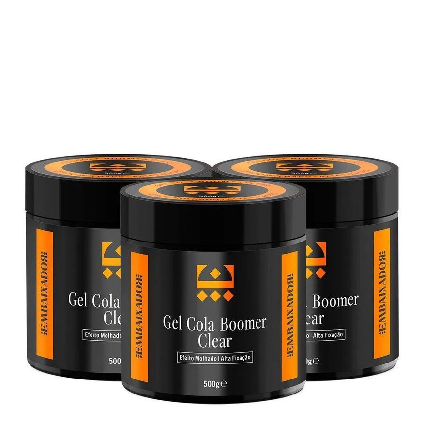 06 Kit Gel Cola Boomer Clear Embaixador 500g