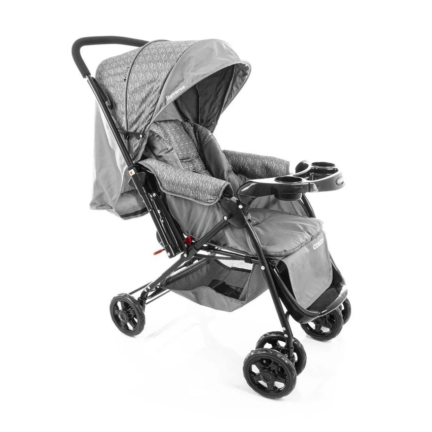 Cosco Carrinho de Bebê Reverse - Cinza Rajado