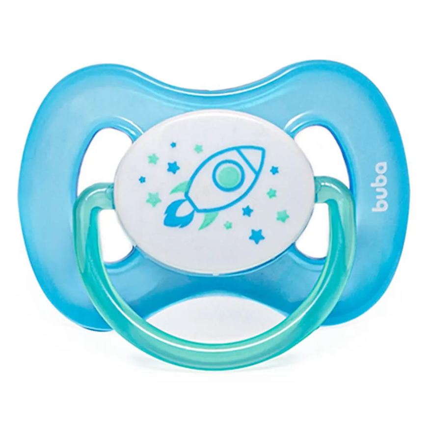Buba Chupeta Comfort Tam.2 Brilha no Escuro Foguete Azul