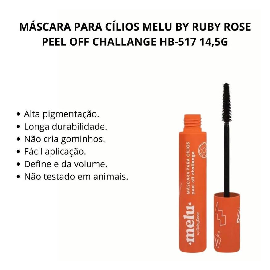 Ruby Rose Máscara para Cílios Melu By Peel Off Challange Hb-517 14,5g