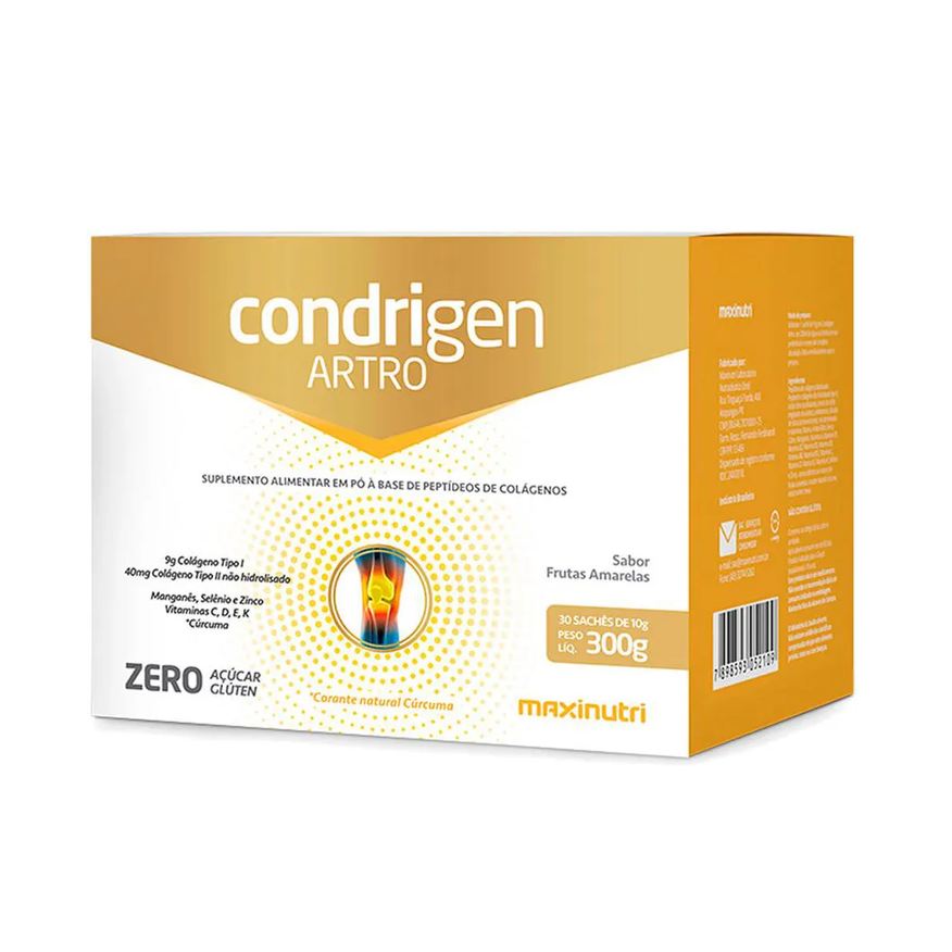 Maxinutri Condrigen Artro Colágeno Tipo 1 e 2 Sachês Frutas Amarelas