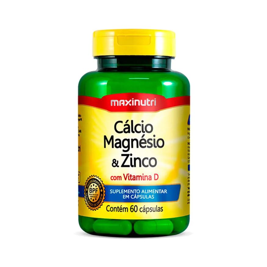 Maxinutri Cálcio Magnésio e Zinco + Vitamina D 600mg 60 Cápsulas