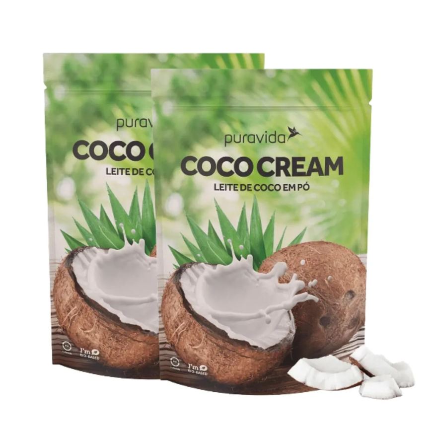 Kit 2 Coco Cream Leite Cremoso em Pó Vegano sem Açúcar Puravida