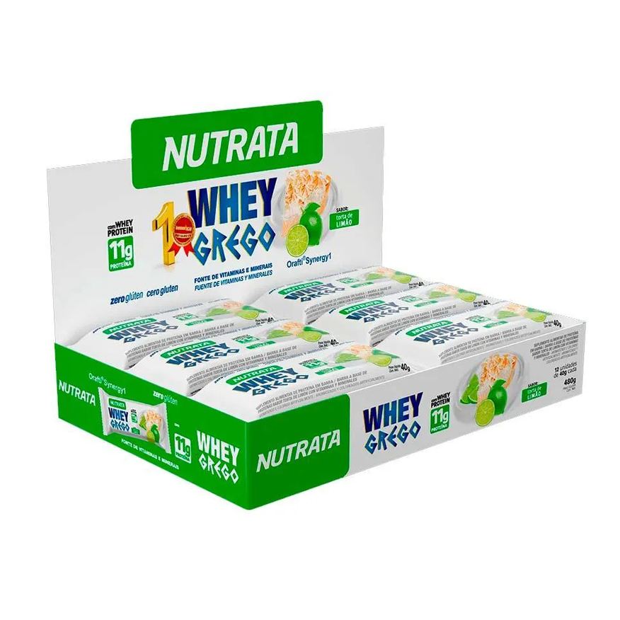 Grego Whey Bar Barrinha Sabor Torta de Limao Display C/ 12