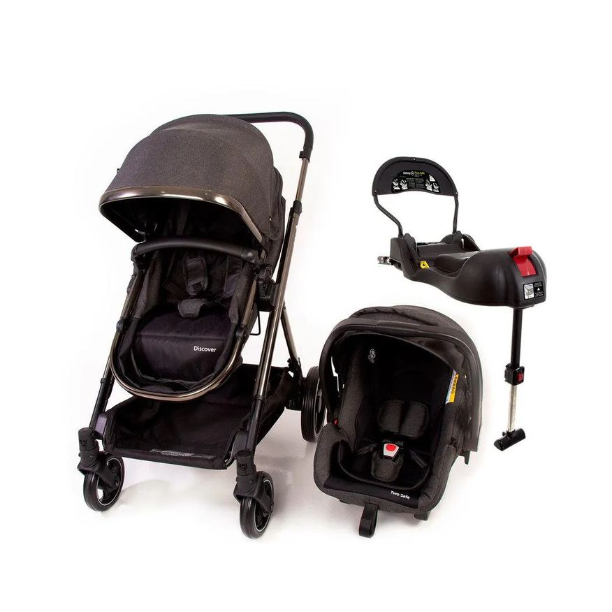 Safety 1st Kit Travel System Discover Trio Isofix Black Chrome Carrinho de Bebê + Bebê Conforto + Base Veicular