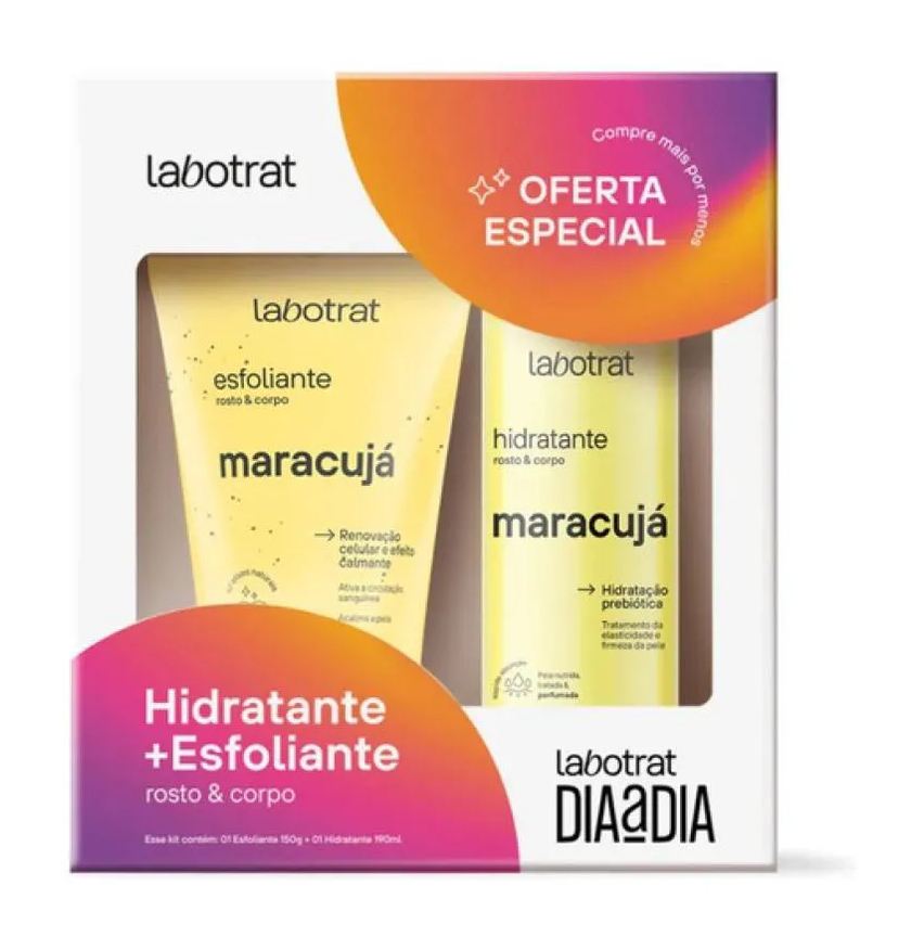 LABOTRAT KIT ESFOLIANTE + LIMPEZA CORPO E ROSTO MARACUJá