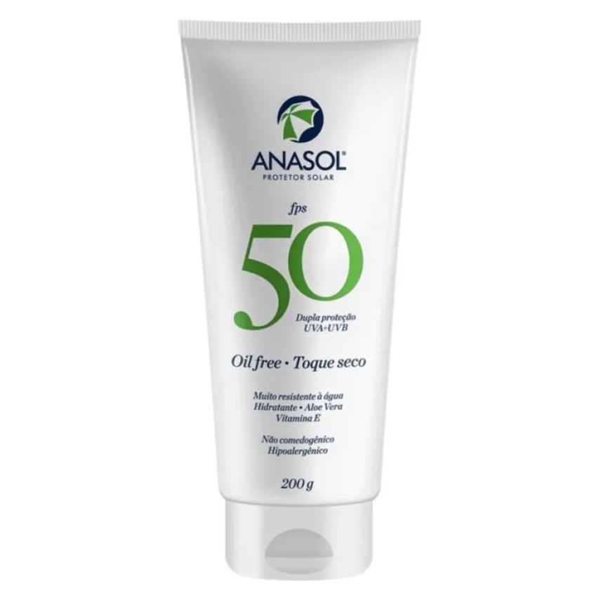 Anasol Protetor Solar Corporal 50 Fps 200ml - Hidratação e Dupla Proteção Solar Uva+Uvb Oil Free Toque Seco Resistente